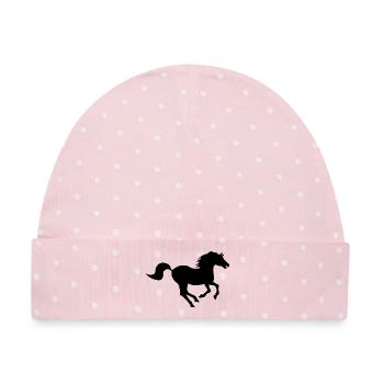 Cheval Noir-Kreation von Louis RUNEMBERG Adagp - Baby Premium Organic Mütze - Rosa/Weiße Punkte - Vorne