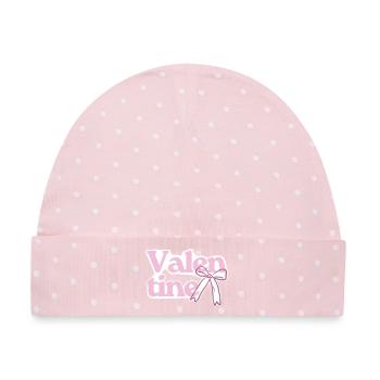 Valentine Bow Pink - Baby Premium Organic Mütze - Rosa/Weiße Punkte - Vorne