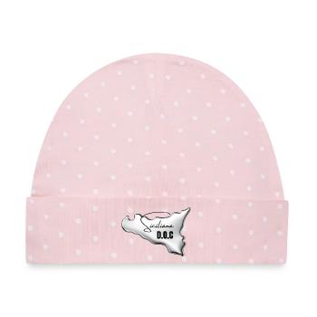 Siciliana Doc Damen & Kinder T-Shirt  - Baby Premium Organic Mütze - Rosa/Weiße Punkte - Vorne