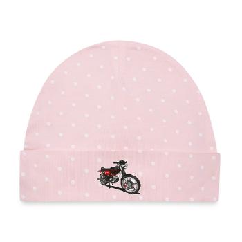 Illustration // Moped - Baby Premium Organic Mütze - Rosa/Weiße Punkte - Vorne