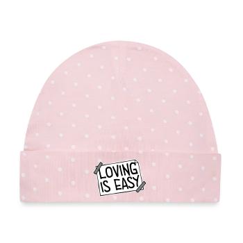Loving Is Easy Inspirierend Romantisch Spruch Logo - Baby Premium Organic Mütze - Rosa/Weiße Punkte - Vorne