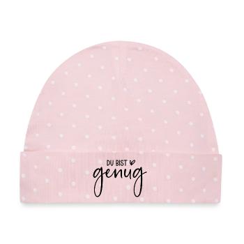 Du bist genug - Baby Premium Organic Mütze - Rosa/Weiße Punkte - Vorne
