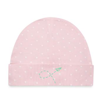 Papierflug Neon Reise - Baby Premium Organic Mütze - Rosa/Weiße Punkte - Vorne