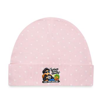 Cool Investor – Langfristige Geduld und Wohlstand - Baby Premium Organic Mütze - Rosa/Weiße Punkte - Vorne