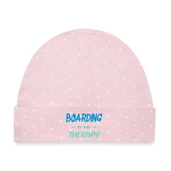 Boarding Therapy: Surf Vibes - Baby Premium Organic Mütze - Rosa/Weiße Punkte - Vorne