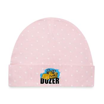 Bulldozer oder Planierraupe - Baby Premium Organic Mütze - Rosa/Weiße Punkte - Vorne