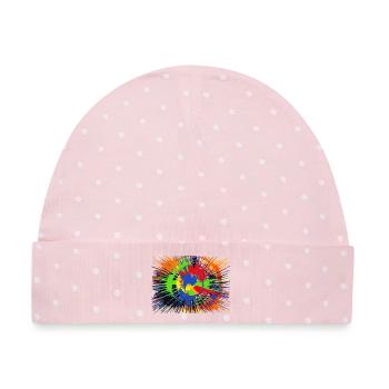 Farbkleckse - Baby Premium Organic Mütze - Rosa/Weiße Punkte - Vorne