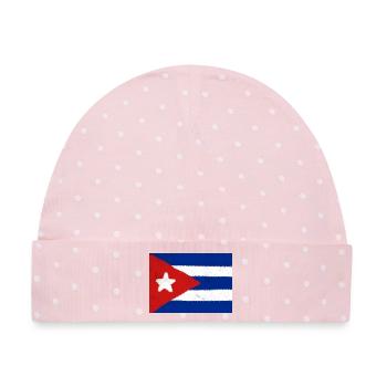 Flagge von Kuba - Baby Premium Organic Mütze - Rosa/Weiße Punkte - Vorne
