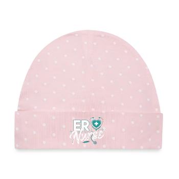 ER Nurse Herz Logo - Baby Premium Organic Mütze - Rosa/Weiße Punkte - Vorne