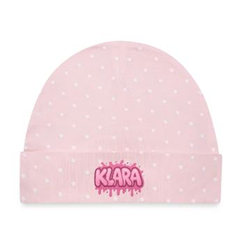 Graffiti-Name KLARA, ideales Geschenk zum Ausdrucken - Baby Premium Organic Mütze - Rosa/Weiße Punkte - Vorne