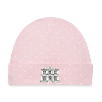 Villa Fassadenzeichnung Vintage-Stil - Baby Premium Organic Mütze - Rosa/Weiße Punkte - Vorne