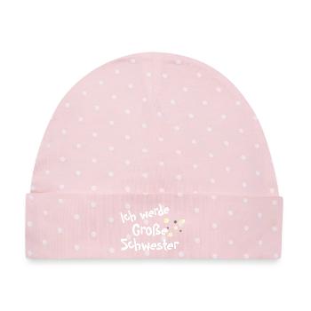 Ich werde Große Schwester Shirt - Baby Premium Organic Mütze - Rosa/Weiße Punkte - Vorne