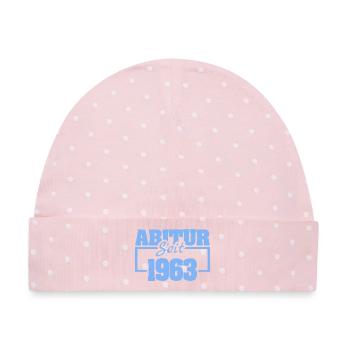 Abiturient 1963 - Baby Premium Organic Mütze - Rosa/Weiße Punkte - Vorne
