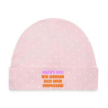 Abschied Kollegin - Baby Premium Organic Mütze - Rosa/Weiße Punkte - Vorne