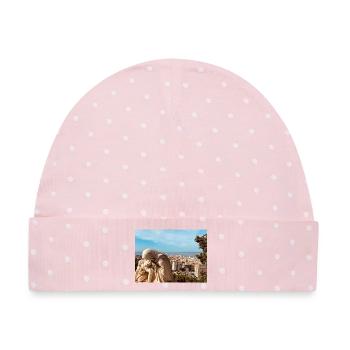 Klassische Skulptur über der Stadt - Baby Premium Organic Mütze - Rosa/Weiße Punkte - Vorne