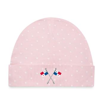Panama-Flagge - Baby Premium Organic Mütze - Rosa/Weiße Punkte - Vorne