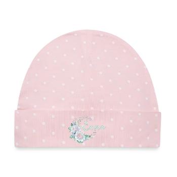 Enna Blütenname Aquarell - Baby Premium Organic Mütze - Rosa/Weiße Punkte - Vorne