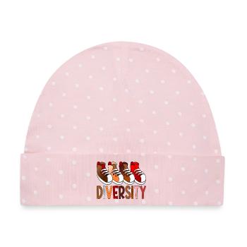 Diversity-Schuhe - Baby Premium Organic Mütze - Rosa/Weiße Punkte - Vorne