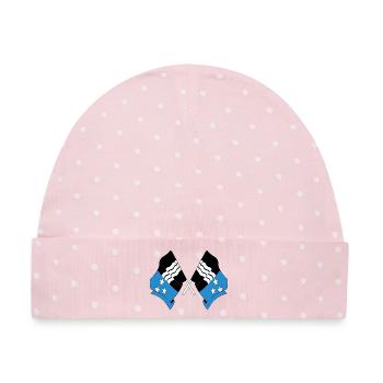 Zwei Flaggen der Aargauer Schweiz - Baby Premium Organic Mütze - Rosa/Weiße Punkte - Vorne