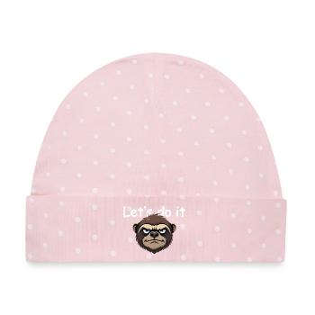 Faultier - let's do it - Baby Premium Organic Mütze - Rosa/Weiße Punkte - Vorne