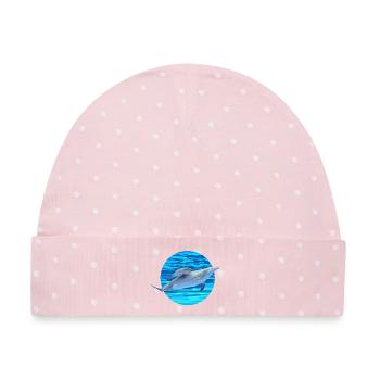 Delfin - Baby Premium Organic Mütze - Rosa/Weiße Punkte - Vorne