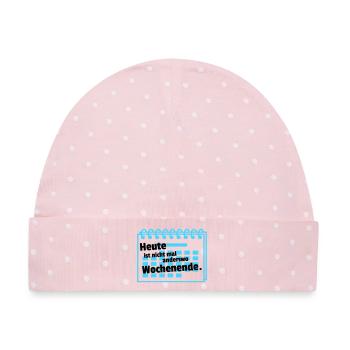 Nirgends Wochenende  - Baby Premium Organic Mütze - Rosa/Weiße Punkte - Vorne