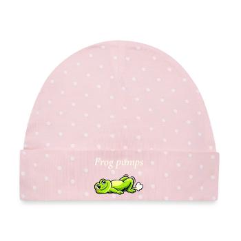 Frog Pumps lustiger Frosch Spruch - Baby Premium Organic Mütze - Rosa/Weiße Punkte - Vorne