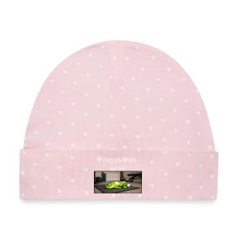 Frog Pumps Letting Go Frosch Workout Spruch - Baby Premium Organic Mütze - Rosa/Weiße Punkte - Vorne