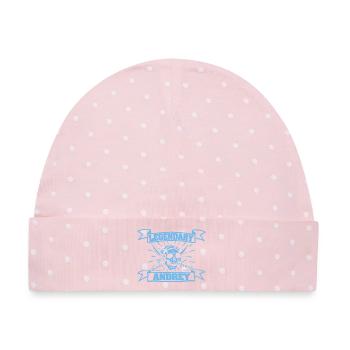 Andrey als Piratenkopf - Baby Premium Organic Mütze - Rosa/Weiße Punkte - Vorne