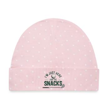 Ich bin hier nur für Snacks - Baby Premium Organic Mütze - Rosa/Weiße Punkte - Vorne