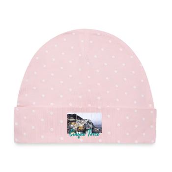 Cinque Terre Manarola in Italien Vintage Souvenir - Baby Premium Organic Mütze - Rosa/Weiße Punkte - Vorne
