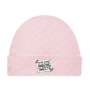You're Doing Amazing Sweetie Lustig Ermutigend - Baby Premium Organic Mütze - Rosa/Weiße Punkte - Vorne