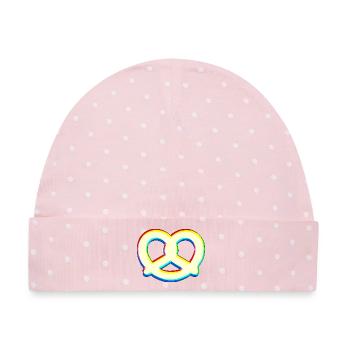 EDM Pretzel – Elektronische Tanzmusik - Baby Premium Organic Mütze - Rosa/Weiße Punkte - Vorne