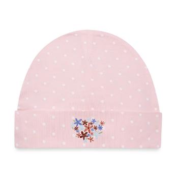 Aquarell Blumen - Baby Premium Organic Mütze - Rosa/Weiße Punkte - Vorne