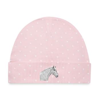 Pferdekopf Pferd Dressurpferd Pferderasse Reiten - Baby Premium Organic Mütze - Rosa/Weiße Punkte - Vorne