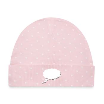 Gedankenwolke, Thinkbubble. So personalisieren Sie - Baby Premium Organic Mütze - Rosa/Weiße Punkte - Vorne