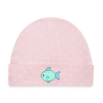 Fisch Fische - Baby Premium Organic Mütze - Rosa/Weiße Punkte - Vorne