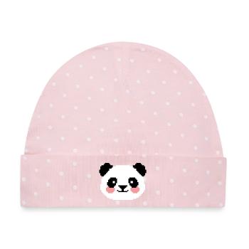8bit Panda - Baby Premium Organic Mütze - Rosa/Weiße Punkte - Vorne