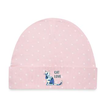 Katzenliebe - Cat Love - Baby Premium Organic Mütze - Rosa/Weiße Punkte - Vorne