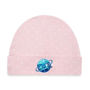 Erde Blauer Planet Satellit Globus Satellitenring - Baby Premium Organic Mütze - Rosa/Weiße Punkte - Vorne