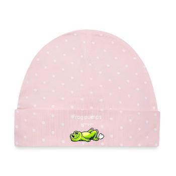 Frog Pumps Letting Go lustiger Frosch Spruch - Baby Premium Organic Mütze - Rosa/Weiße Punkte - Vorne