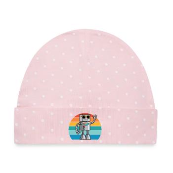 Retro Ki Roboter für Technikliebhaber & Roboterfan - Baby Premium Organic Mütze - Rosa/Weiße Punkte - Vorne