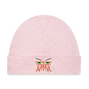 Pink-Monster Ambigramm  - Baby Premium Organic Mütze - Rosa/Weiße Punkte - Vorne