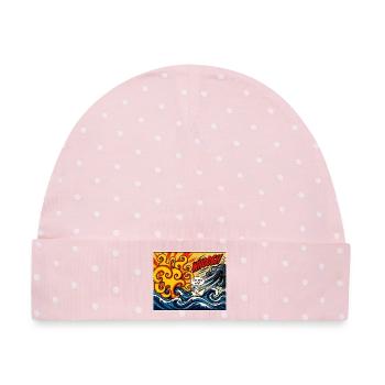 Retro Comic Papierboot - Das wird wild! - Baby Premium Organic Mütze - Rosa/Weiße Punkte - Vorne