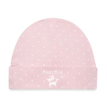 MOMIVA Stern Vintage Mommy Diva - Serif - Baby Premium Organic Mütze - Rosa/Weiße Punkte - Vorne