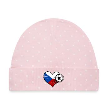 Tschechien Flagge Fußball mit Herz used - Baby Premium Organic Mütze - Rosa/Weiße Punkte - Vorne