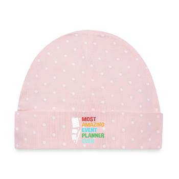 Event Planer - Baby Premium Organic Mütze - Rosa/Weiße Punkte - Vorne