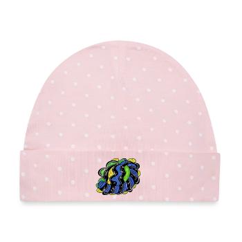 Farbwirbel Kreisdesign - Baby Premium Organic Mütze - Rosa/Weiße Punkte - Vorne