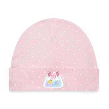 Badewannen Axolotl - Baby Premium Organic Mütze - Rosa/Weiße Punkte - Vorne