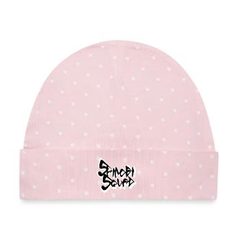 5Hinobi 5Quad Logo - Baby Premium Organic Mütze - Rosa/Weiße Punkte - Vorne